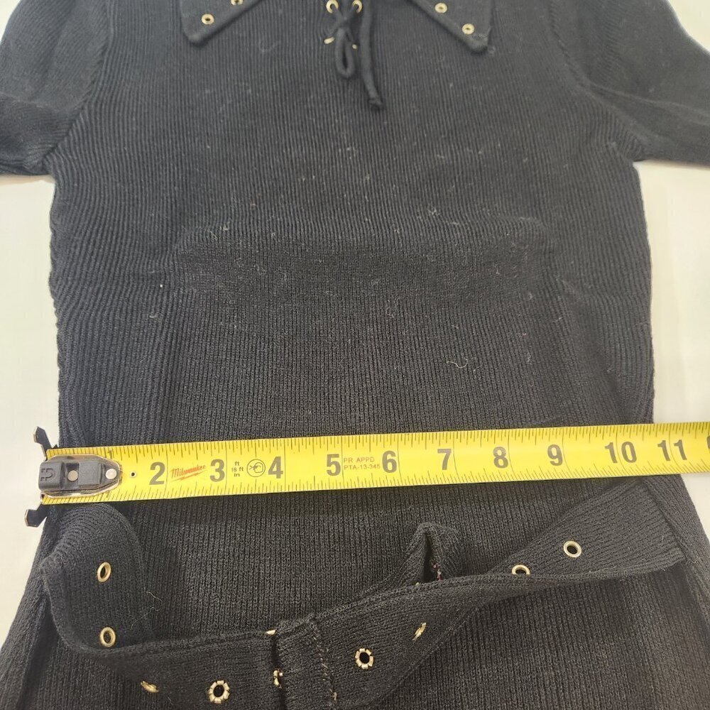 Alexander Luxury Knitwear Black Long Sleeve Collared Shirt w/ Belt Womens Small - Picture 8 of 8